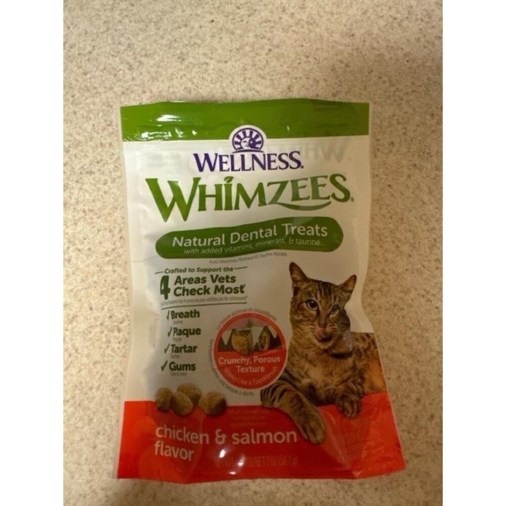 4 Bags Wellness Cat Dental Treats, Natural Chews, Chicken and Salmon Flavor 2 OZ